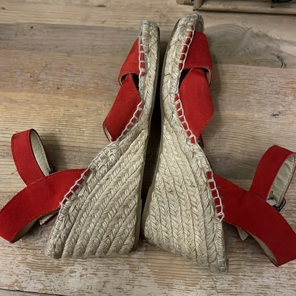 Soludos Sandals Espadrilles Wedge Red Suede Size 9 - Picture 6 of 9